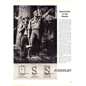 1952 Schenley Whiskey Vintage Print Ad Ozarks Loggers Ozark Mountains Wall Art